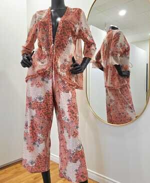 Vintage 90s loungerie set Jean Vincent Quebec floral paisley size XL